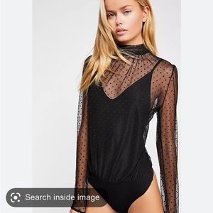 NEW WITH TAGS Black bodysuit “twice the fun” by Free People size Small